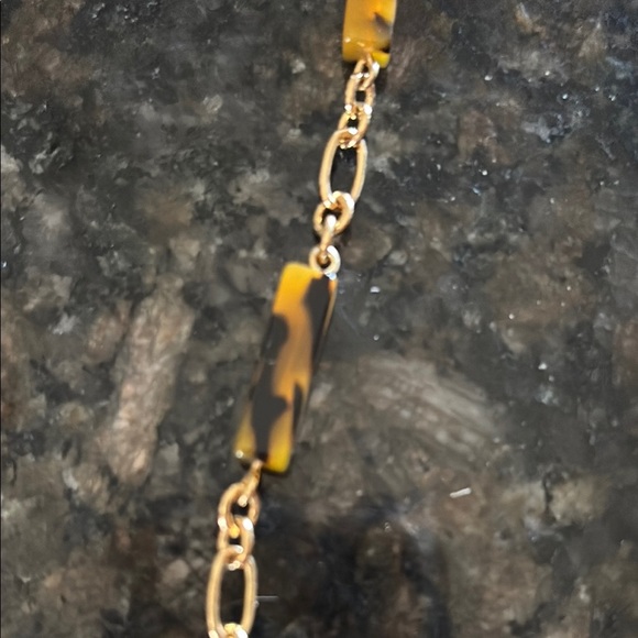 J Crew Elegant Gold and Brown Chain Necklace - Picture 2 of 3